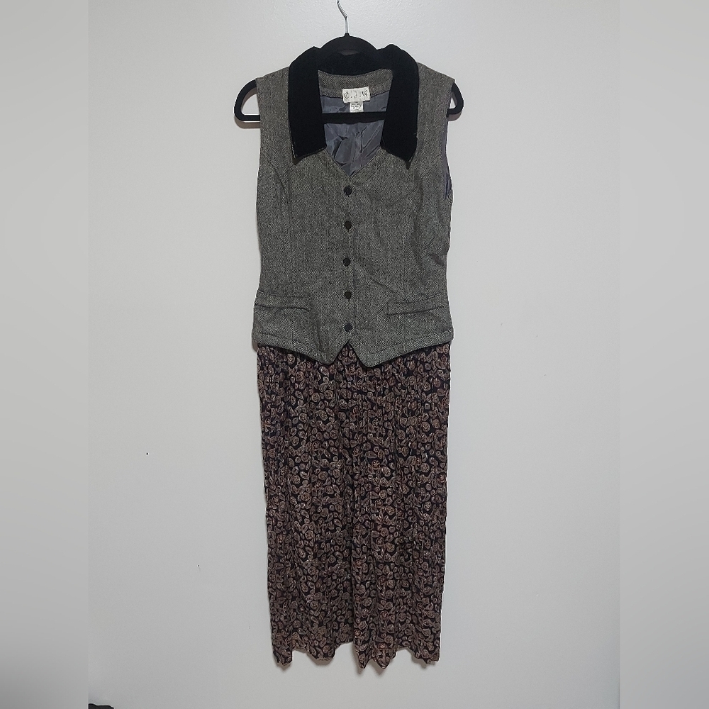 Vintage c.j.w long dress with vest size 10